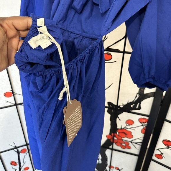 Anthropologie Forever That Girl Mimi Blue Scalloped Mini Dress Tie Back S New - Picture 8 of 9